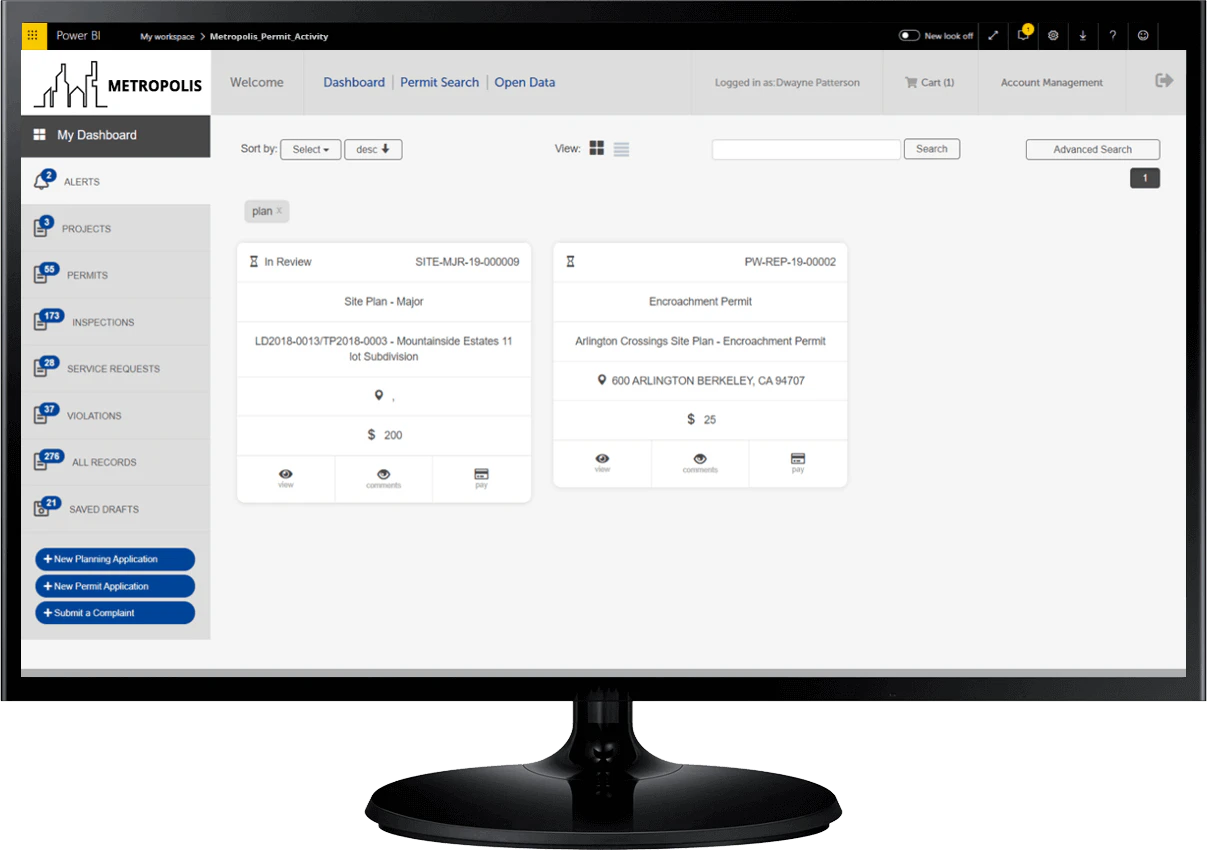 screenshot of Accela Planning